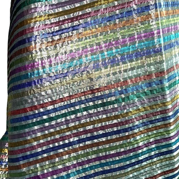 Sparkling Pastel Tablecloth Rainbow Metallic Lurex Fabric Nine Foot Diameter - Picture 4 of 6